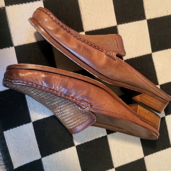 Sesto Meucci Giana Tan & Gold Woven Italian Leather Mule Wmns sz 10M - Picture 5 of 8